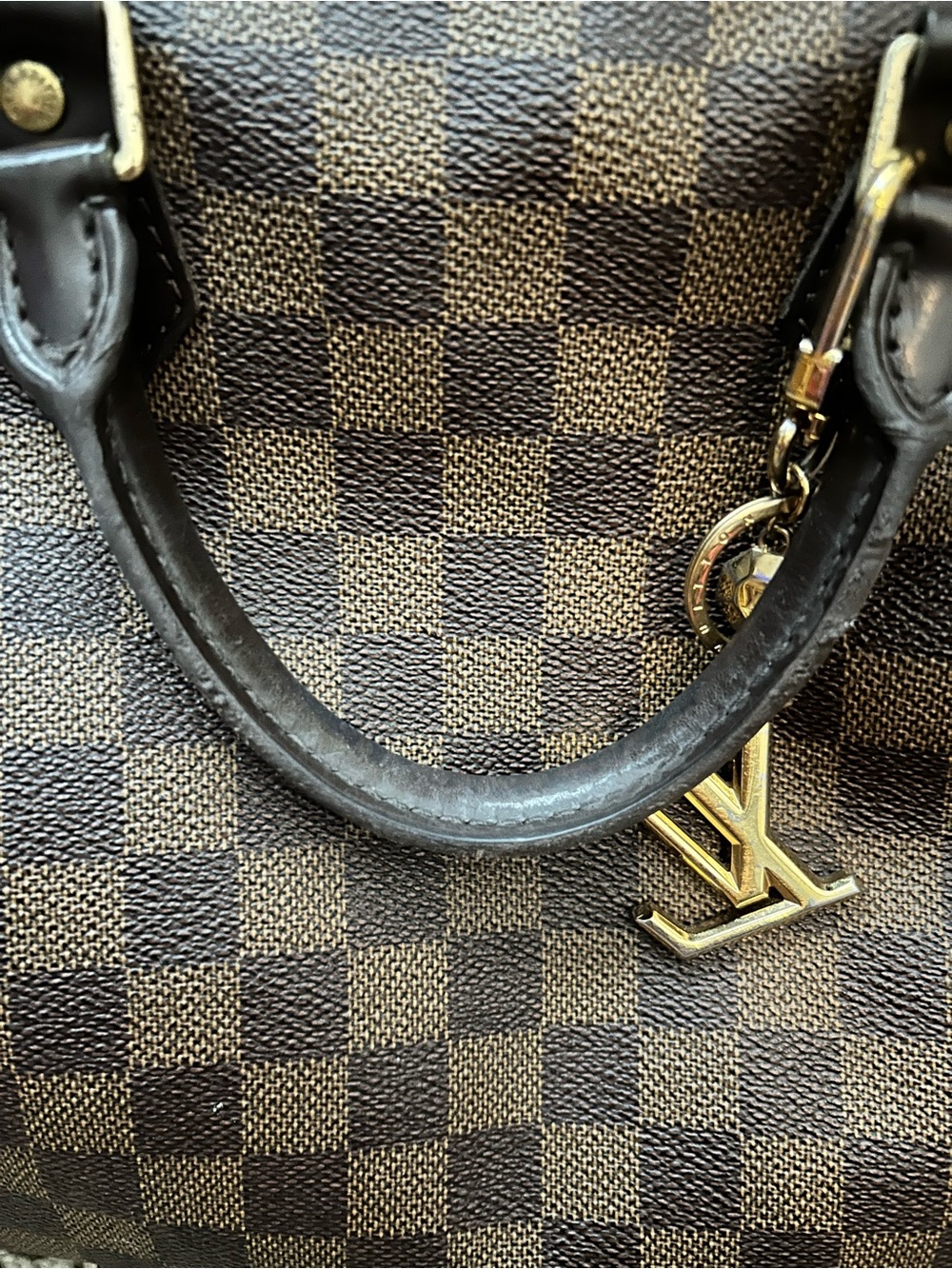 Authentic Louis Vuitton Damier Ebene Speedy Tote with LV Charm - Picture 2 of 12